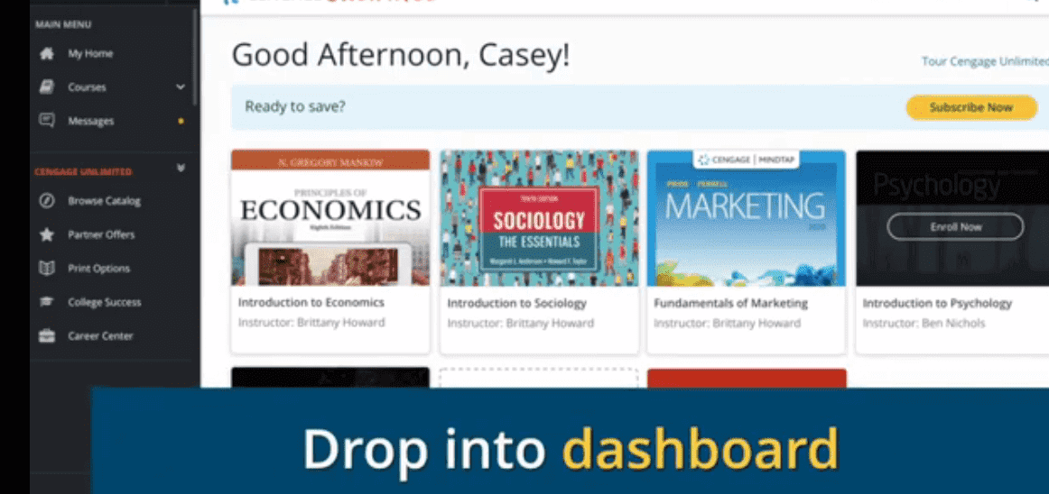 cengage dashboard