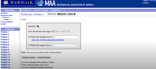 webwork assignment answers